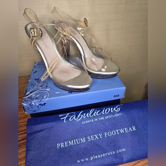 NPC BODYBUILDING HEELS, Pleaser Fabulicious LIP108 5" Clear Heels Women Size 7M - Picture 3 of 16